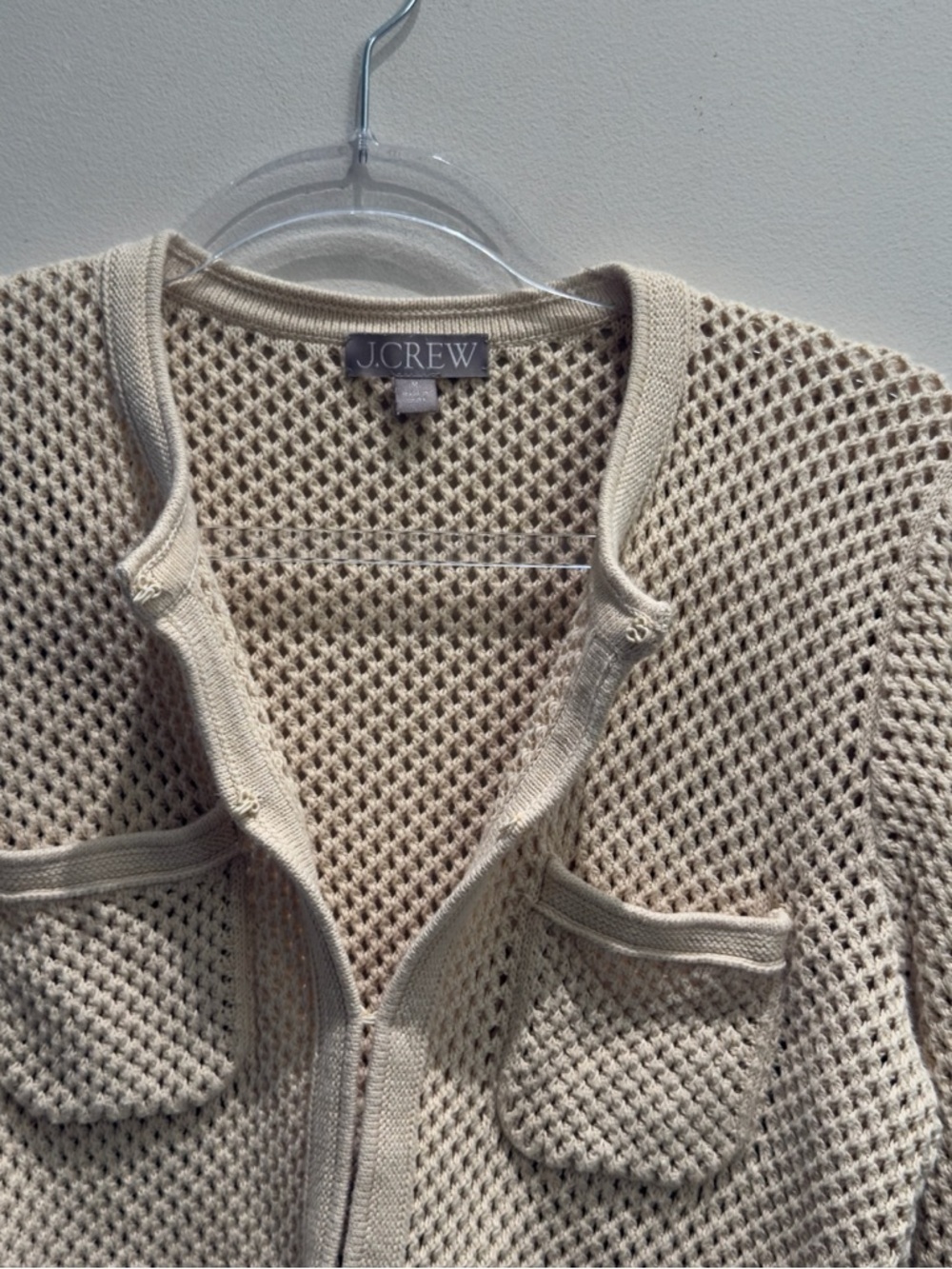 J. Crew - Open Pointelle-Stiched Cardigan Warm Sesame Cream Size Small Women’s - Picture 8 of 12